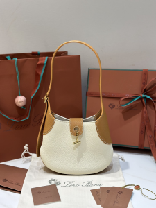 Loro Piana Bobbin Mini Beige White Grained Calf Leather Hobo Shoulder Bag Loro Piana Bobbin Mini Beige White Grained Calf Leather Hobo Shoulder Bag