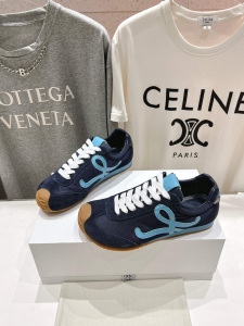 Loewe Ballet 2 Runner Sneakers Navy Blue Nylon and Gray Suede Calfskin Leather Loewe Ballet 2 Runner Sneakers Navy Blue Nylon and Gray Suede Calfskin Leather