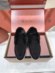 Loro Piana Open Walk Ankle Boots with Shearling Black Suede leather Loro Piana Open Walk Ankle Boots with Shearling Black Suede leather