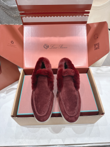 Loro Piana Open Walk Ankle Boots with Shearling Red Suede leather Loro Piana Open Walk Ankle Boots with Shearling Red Suede leather