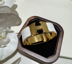 Hermes Clic Clac H Bangle Bracelets White Yellow Gold Metal Hermes Clic Clac H Bangle Bracelets White Yellow Gold Metal