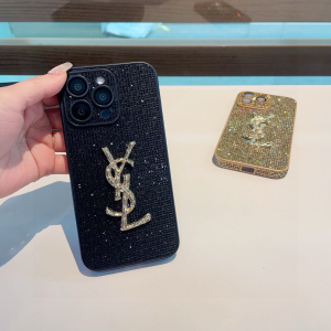 Saint Laurent YSL Crystals iPhone Case Black