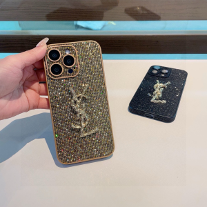 Saint Laurent YSL Crystals iPhone Case Gold