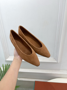 Loro Piana Rebecca Ballet Flats Brown Suede Calfskin Leather Loro Piana Rebecca Ballet Flats Brown Suede Calfskin Leather