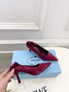 Prada Red Suede Leather Pumps 70MM Prada Red Suede Leather Pumps 70MM