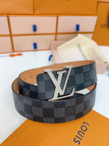 Louis Vuitton LV Pyramide Black Damier Canvas Belt 40MM Louis Vuitton LV Pyramide Black Damier Canvas Belt 40MM