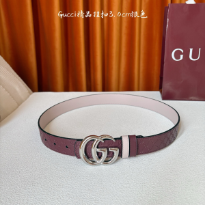 Gucci Vintage Double G Buckle Red GG Signature Calfskin Leather Belt 30MM Gucci Vintage Double G Buckle Red GG Signature Calfskin Leather Belt 30MM