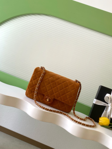 Chanel Medium Flap Shoulder Bag Dark Beige Suede Calfskin Leather Chanel Medium Flap Shoulder Bag Dark Beige Suede Calfskin Leather