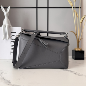 Loewe Small Puzzle Crossbody Bag Dark Gray Calfskin Leather Loewe Small Puzzle Crossbody Bag Dark Gray Calfskin Leather