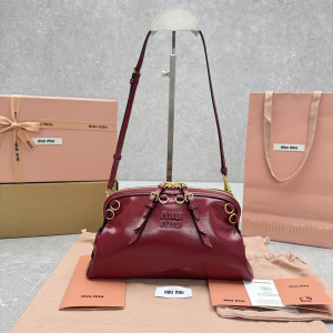 Miu Miu Caprice Leather Clutch Shoulder Bag Ruby Red A5767 Miu Miu Caprice Leather Clutch Shoulder Bag Ruby Red A5767