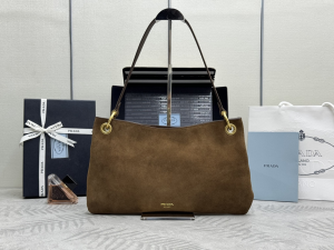 Prada Large Etude Brown Suede Leather Hobo Shoulder Bag Prada Large Etude Brown Suede Leather Hobo Shoulder Bag