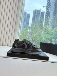 Chanel CC Logo Black Leather and Technical Fabric Sneakers Chanel CC Logo Black Leather and Technical Fabric Sneakers