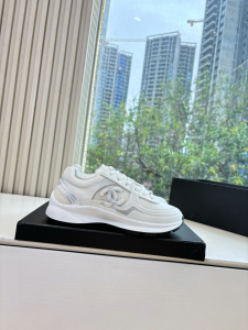 Chanel CC Logo White Leather and Technical Fabric Sneakers Chanel CC Logo White Leather and Technical Fabric Sneakers