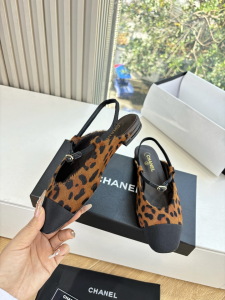 Chanel Horse Hair Printed Slingback Flats Brown Chanel Horse Hair Printed Slingback Flats Brown