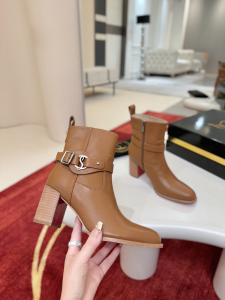 Christian Louboutin Dianouchette Brown Calfskin Leather Ankle Boots 70MM Christian Louboutin Dianouchette Brown Calfskin Leather Ankle Boots 70MM