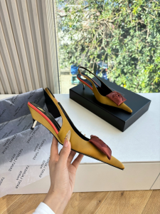 Saint Laurent Dakota Rose Satin Slingback Pumps Beige 50MM Saint Laurent Dakota Rose Satin Slingback Pumps Beige 50MM