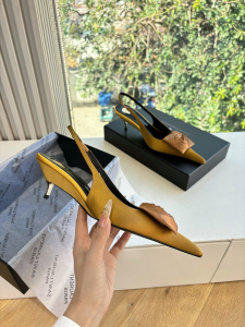 Saint Laurent Dakota Rose Satin Slingback Pumps Yellow 50MM Saint Laurent Dakota Rose Satin Slingback Pumps Yellow 50MM