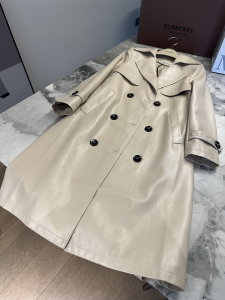 Burberry Long Beige Leather Castleford Trench Coat Burberry Long Beige Leather Castleford Trench Coat