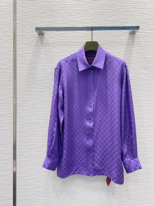 Gucci Purple GG Silk Jacquard Oversize Shirt Gucci Purple GG Silk Jacquard Oversize Shirt