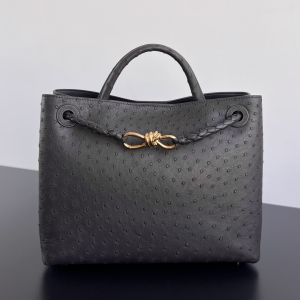 Bottega Veneta Medium Andiamo Ostrich Leather Top Handle Crossbody Bag Dark Brown Bottega Veneta Medium Andiamo Ostrich Leather Top Handle Crossbody Bag Dark Brown