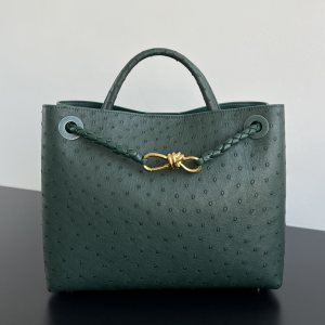 Bottega Veneta Medium Andiamo Ostrich Leather Top Handle Crossbody Bag Dark Green Bottega Veneta Medium Andiamo Ostrich Leather Top Handle Crossbody Bag Dark Green