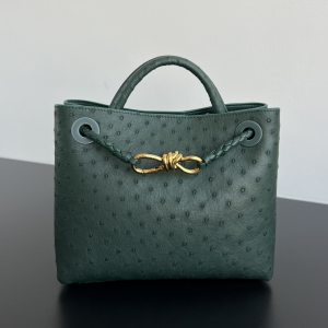 Bottega Veneta Small Andiamo Ostrich Leather Top Handle Crossbody Bag Dark Green Bottega Veneta Small Andiamo Ostrich Leather Top Handle Crossbody Bag Dark Green