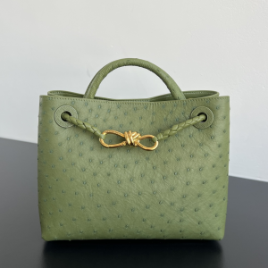 Bottega Veneta Small Andiamo Ostrich Leather Top Handle Crossbody Bag Green Bottega Veneta Small Andiamo Ostrich Leather Top Handle Crossbody Bag Green