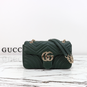 Gucci GG Marmont Medium Shoulder Bag Dark Green Matelasse Lambskin Leather Gucci GG Marmont Medium Shoulder Bag Dark Green Matelasse Lambskin Leather