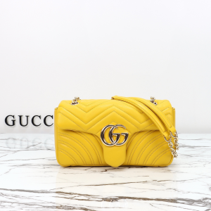 Gucci GG Marmont Medium Shoulder Bag Yellow Matelasse Lambskin Leather Gucci GG Marmont Medium Shoulder Bag Yellow Matelasse Lambskin Leather