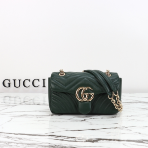 Gucci GG Marmont Small Shoulder Bag Dark Green Matelasse Lambskin Leather Gucci GG Marmont Small Shoulder Bag Dark Green Matelasse Lambskin Leather