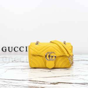Gucci GG Marmont Small Shoulder Bag Yellow Matelasse Lambskin Leather Gucci GG Marmont Small Shoulder Bag Yellow Matelasse Lambskin Leather
