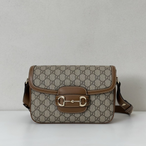 Gucci Horsebit 1955 Small Leather Shoulder Bag Beige GG Canvas Gucci Horsebit 1955 Small Leather Shoulder Bag Beige GG Canvas