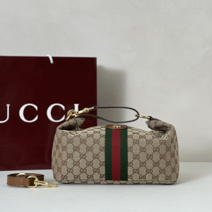 Gucci Vanity Medium Top Handle Bag Beige and Brown GG Denim Fabric Gucci Vanity Medium Top Handle Bag Beige and Brown GG Denim Fabric
