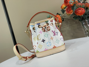 Louis Vuitton Nano Noe Multicolor White Monogram Canvas Bucket Shoulder Bag Louis Vuitton Nano Noe Multicolor White Monogram Canvas Bucket Shoulder Bag