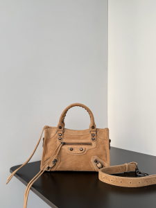 Balenciaga Mini Le City Top Handle Shoulder Bag Brown Suede Leather Balenciaga Mini Le City Top Handle Shoulder Bag Brown Suede Leather