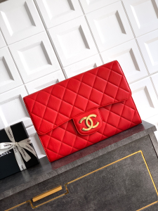 Chanel Large Red Calfskin Leather Clutch Bag Chanel Large Red Calfskin Leather Clutch Bag