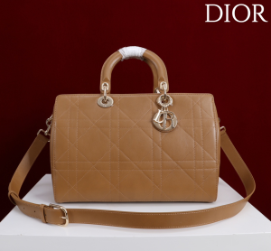 Dior Large Brown Cannage Leather Granville Polochon Satchel Tote Shoulder Bag Dior Large Brown Cannage Leather Granville Polochon Satchel Tote Shoulder Bag