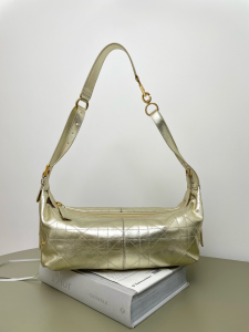 Dior Large D Journey Hobo Shoulder Bag Gold Metallic Crinkled Calfskin Dior Large D Journey Hobo Shoulder Bag Gold Metallic Crinkled Calfskin