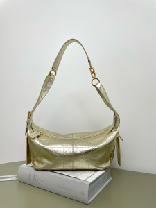 Dior Medium D Journey Hobo Shoulder Bag Gold Metallic Crinkled Calfskin Dior Medium D Journey Hobo Shoulder Bag Gold Metallic Crinkled Calfskin