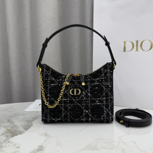 Dior Miss Dior Diorling Mini Hobo Shoulder Bag with Chain Black Cannage Tweed Dior Miss Dior Diorling Mini Hobo Shoulder Bag with Chain Black Cannage Tweed