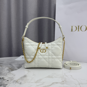 Dior Miss Dior Diorling Mini Hobo Shoulder Bag with Chain White Macrocannage Leather Dior Miss Dior Diorling Mini Hobo Shoulder Bag with Chain White Macrocannage Leather