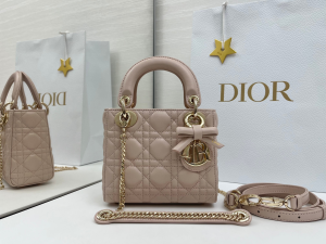 Dior Small Lady Dior Tote Shoulder Bag with Chain Light Pink Cannage Leather Dior Small Lady Dior Tote Shoulder Bag with Chain Light Pink Cannage Leather