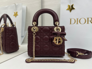 Dior Small Lady Dior Tote Shoulder Bag with Chain Red Cannage Leather Dior Small Lady Dior Tote Shoulder Bag with Chain Red Cannage Leather