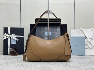 Prada Aimee Large Brown Leather Hobo Shoulder Bag Prada Aimee Large Brown Leather Hobo Shoulder Bag