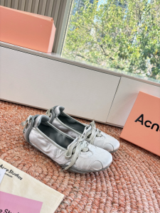 Acne Studios Lace up Satin Bilaria Ballerinas Flats Light Gray Acne Studios Lace up Satin Bilaria Ballerinas Flats Light Gray