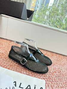 Alaia Fishnet and Patent Leather Ballet Flats Black Alaia Fishnet and Patent Leather Ballet Flats Black