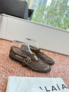 Alaia Fishnet and Suede Leather Ballet Flats Brown Alaia Fishnet and Suede Leather Ballet Flats Brown