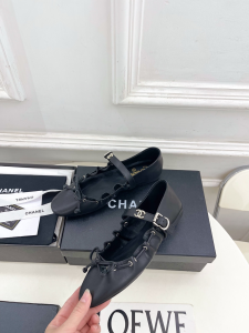 Chanel CC Black Leather Mary Janes Ballet Flats Chanel CC Black Leather Mary Janes Ballet Flats