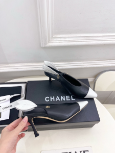 Chanel CC Black Leather Slingback Pumps 75MM Chanel CC Black Leather Slingback Pumps 75MM