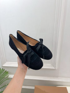 Gianvito Rossi vault lace up Suede Leather Ballet Flats Black Gianvito Rossi vault lace up Suede Leather Ballet Flats Black